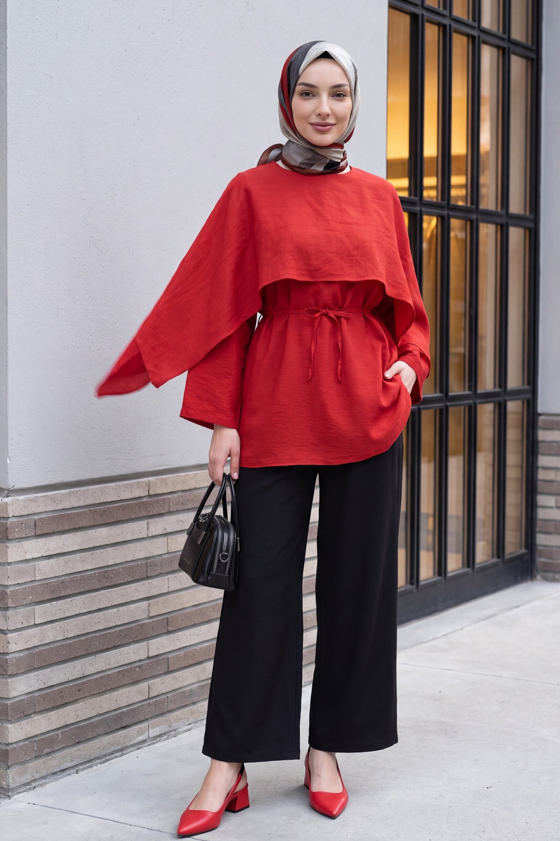 Elasticated Waist Wide-Leg Pleated Linen-Look Trousers - Black - Podyumplus - by Peralane - photo 5
