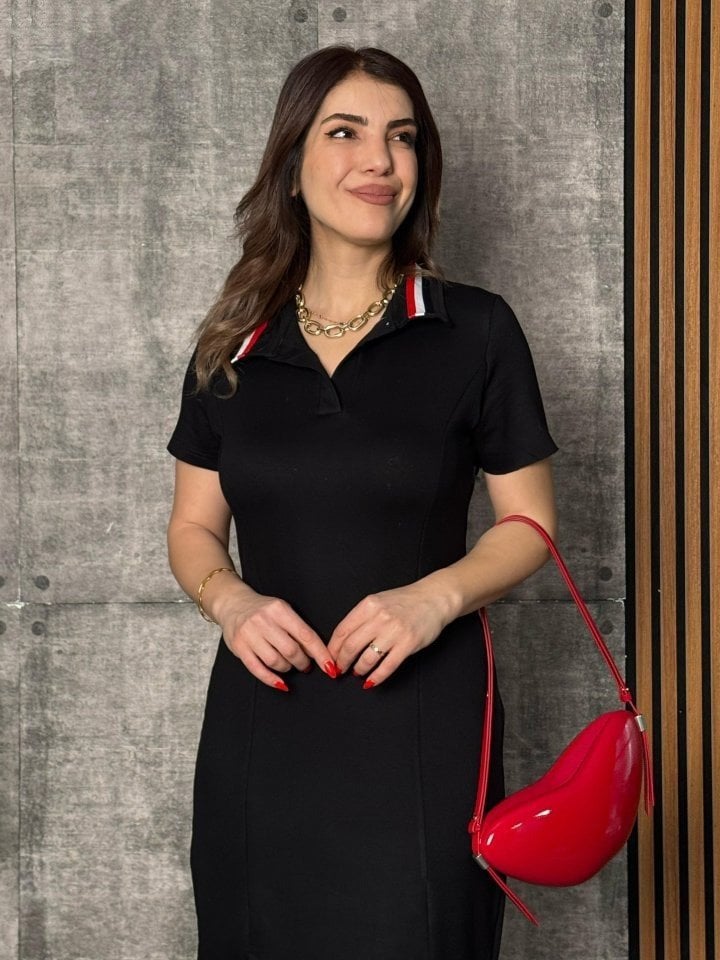 Women's Short-Sleeve Collared Mid Viscose Two-Thread Dress - Janes - by Peralane - photo 3