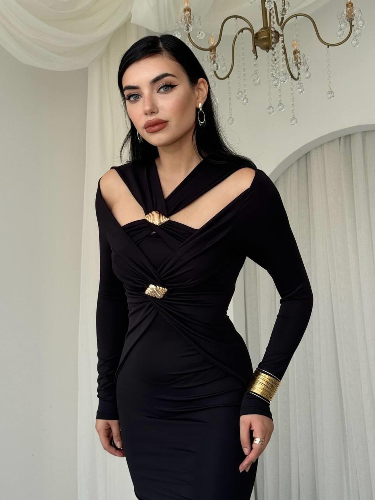 Black Twist Detail Long-Sleeve Dress - Dande - Etika - by Peralane - photo 5