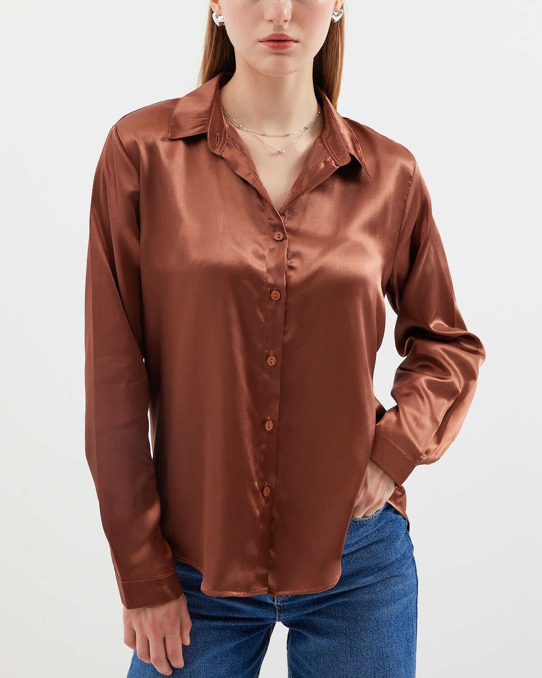 Light Drape Satin Blouse - Taba - Bigdart - by Peralane - photo 3