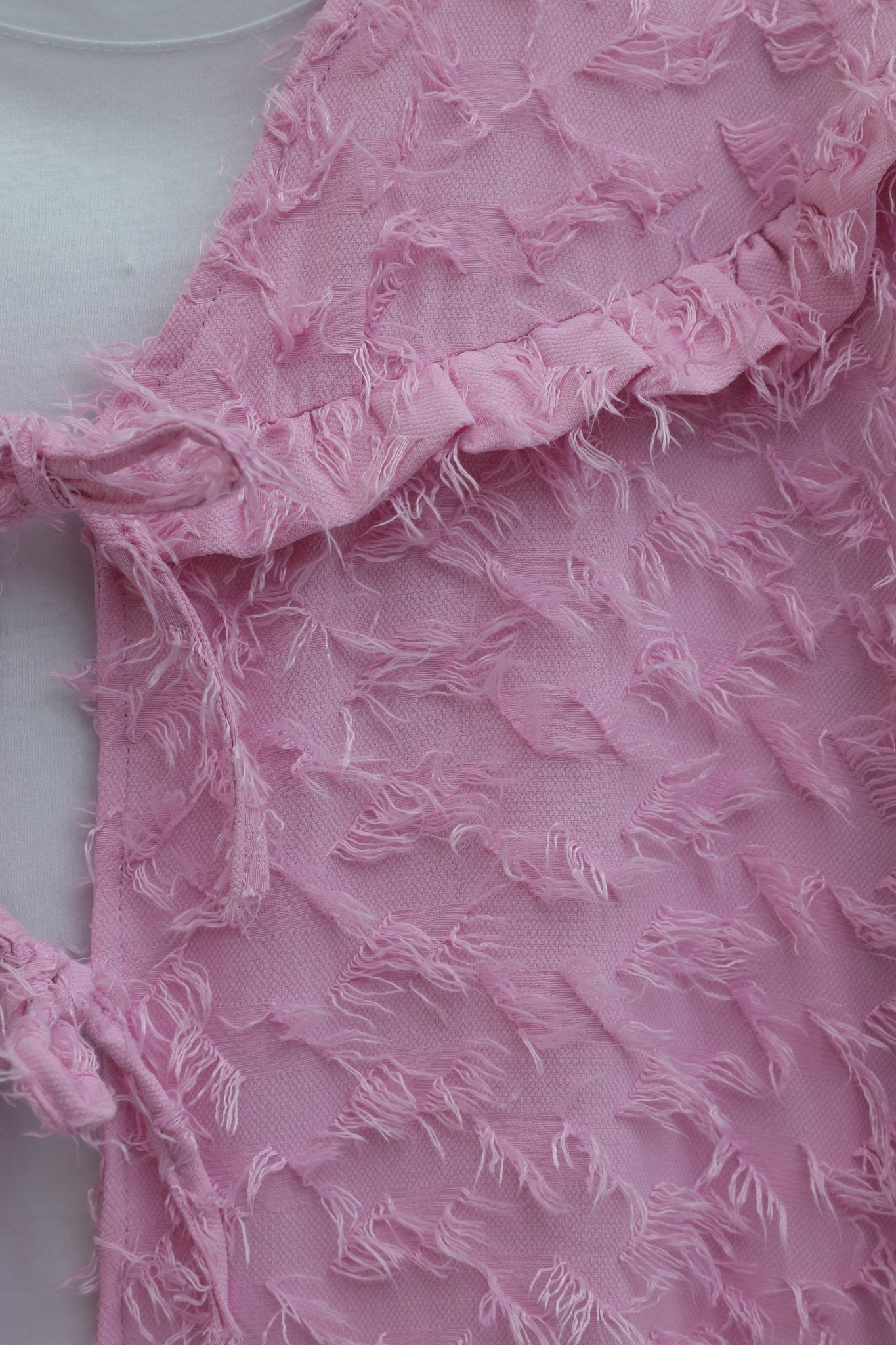 Pink Lace-Up Textured Clip Jacquard Kimono - Podyumplus - by Peralane - photo 4