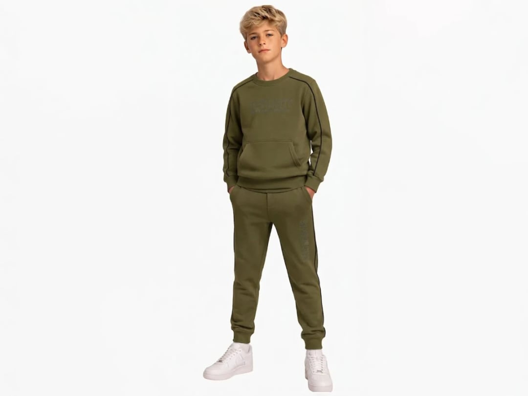 City Print Kangaroo Pocket 3-Thread Fleece Boys' Tracksuit Set - Koska - by Peralane