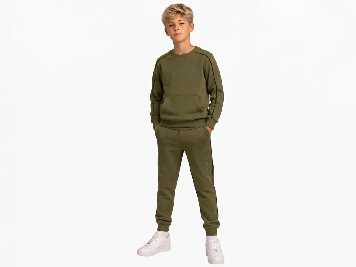 City Print Kangaroo Pocket 3-Thread Fleece Boys' Tracksuit Set - Koska - by Peralane