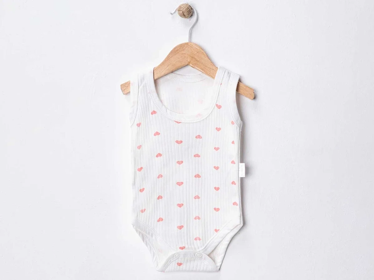 White Heart Print Baby Snap Bodysuit - Pack of 4 - Supermini - by Peralane