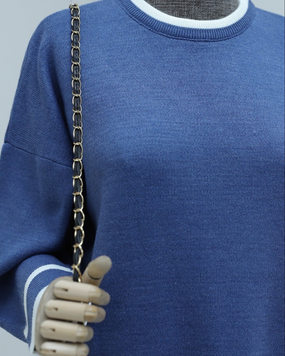 Women's Knit Lounge Set with Striped Cuffs in Indigo - Podyumplus - by Peralane - photo 6