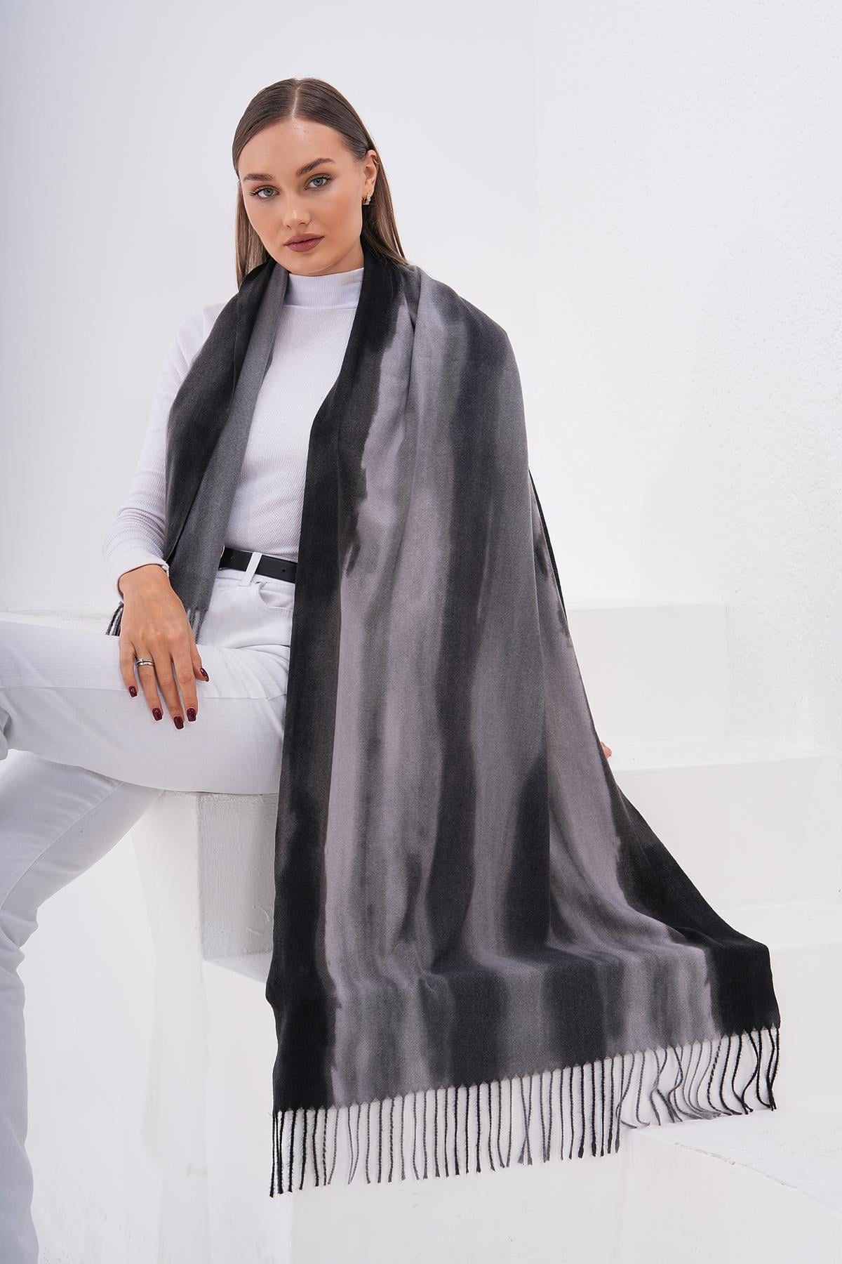 Batik Print Black Thick Tassel Scarf - Nesvay - by Peralane - photo 4