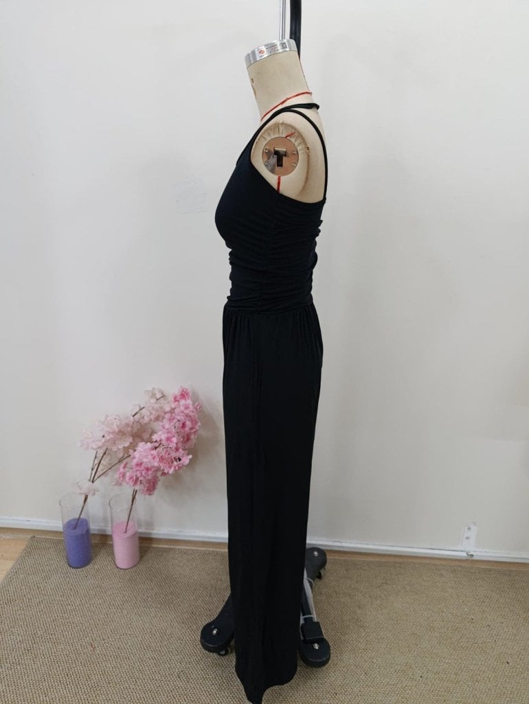 Women's Navy Blue Ribbed Knit Tank Top and Wide-Leg Trouser Loungewear Set - Janes - by Peralane - photo 8