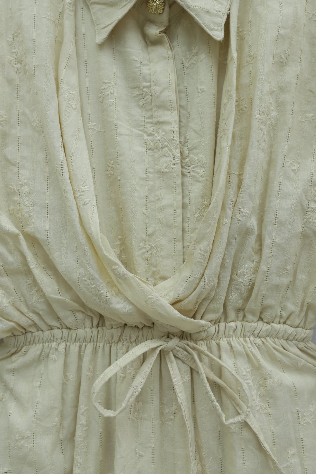 Half Button Elastic Waist Drawstring Lined Linen Look Dress - Beige - Podyumplus - by Peralane - photo 3