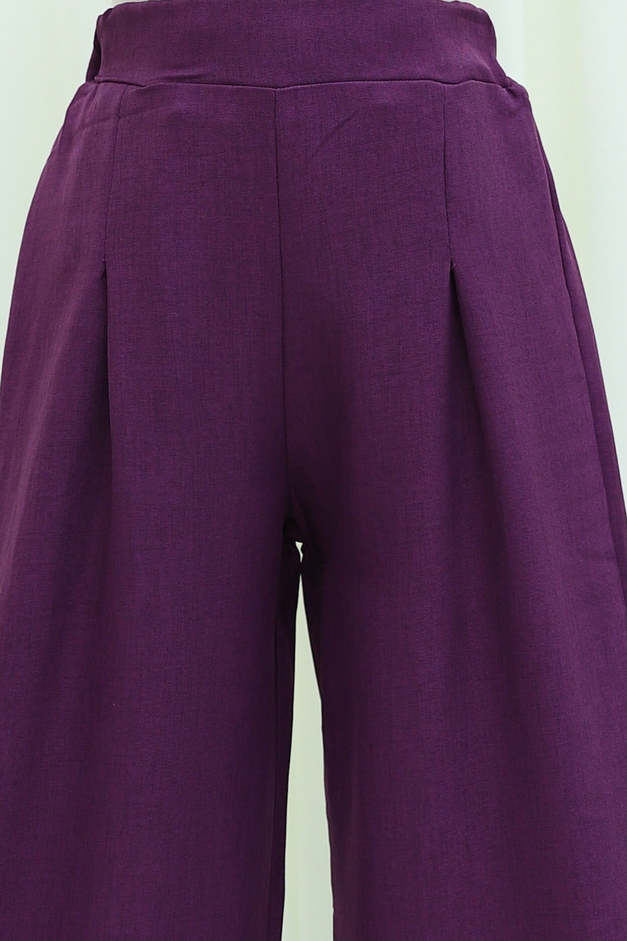 Wide-Leg Pleated Elasticated Waist Trousers in Deep Purple - Podyumplus - by Peralane - photo 7