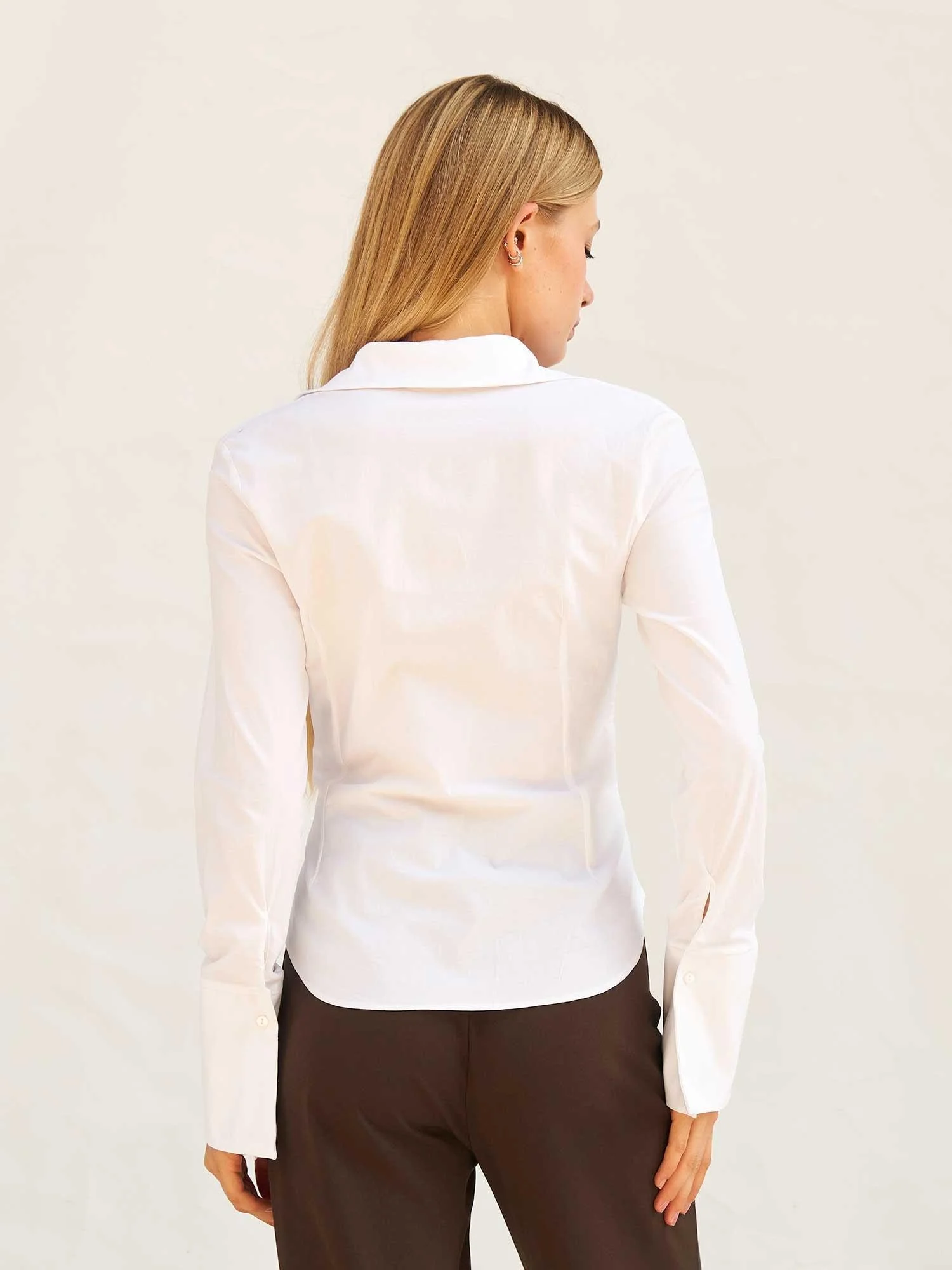 White Poplin Shirt with Wide Cuffs - Lefon - by Peralane - photo 3