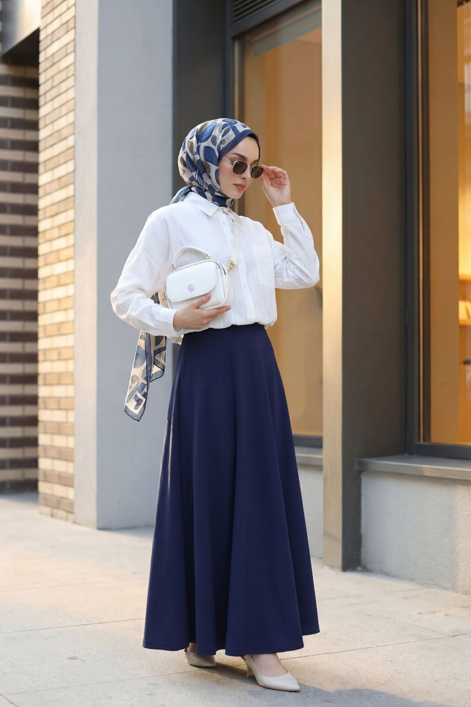 Oversize Long-Back Linen Shirt with Chest Pocket - White - Podyumplus - by Peralane - photo 5