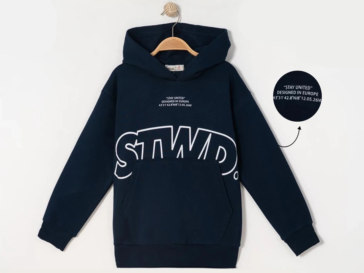 STWD Print Kangaroo Pocket Hooded Boys Sweatshirt - Navy (Pack of 4) - Ruhat Kids - by Peralane