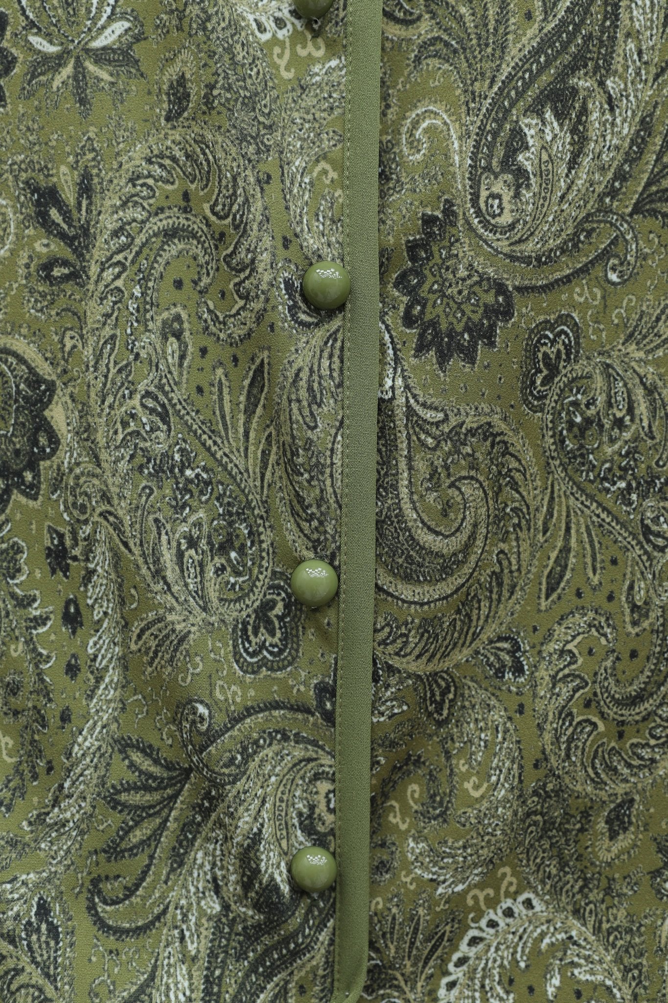 Top Button Ethnic Print Skirted Crepe Set - Olive - Podyumplus - by Peralane - photo 5