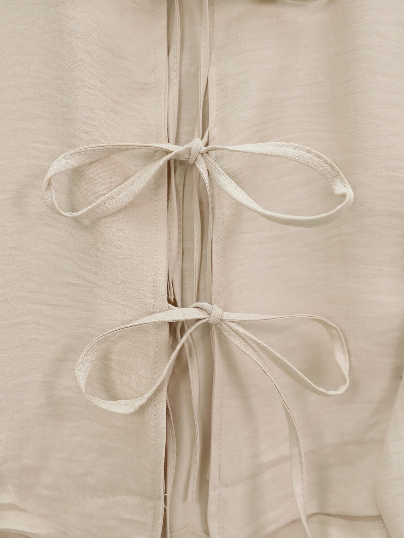 Beige Linen Look Two-Piece Set with Tie Front and Elasticated Waist Skirt - Podyumplus - by Peralane - photo 8