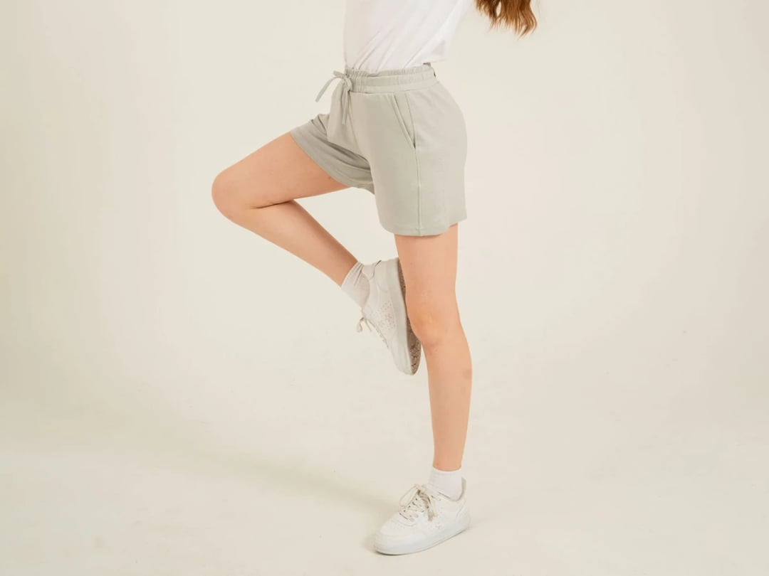 Girls' Light Grey Drawstring Shorts with Side Pockets - Nickel - by Peralane