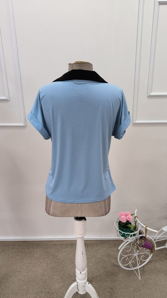 Women's Short Sleeve V-Neck Blouse with Front Strip Detail - Janes - by Peralane - photo 7