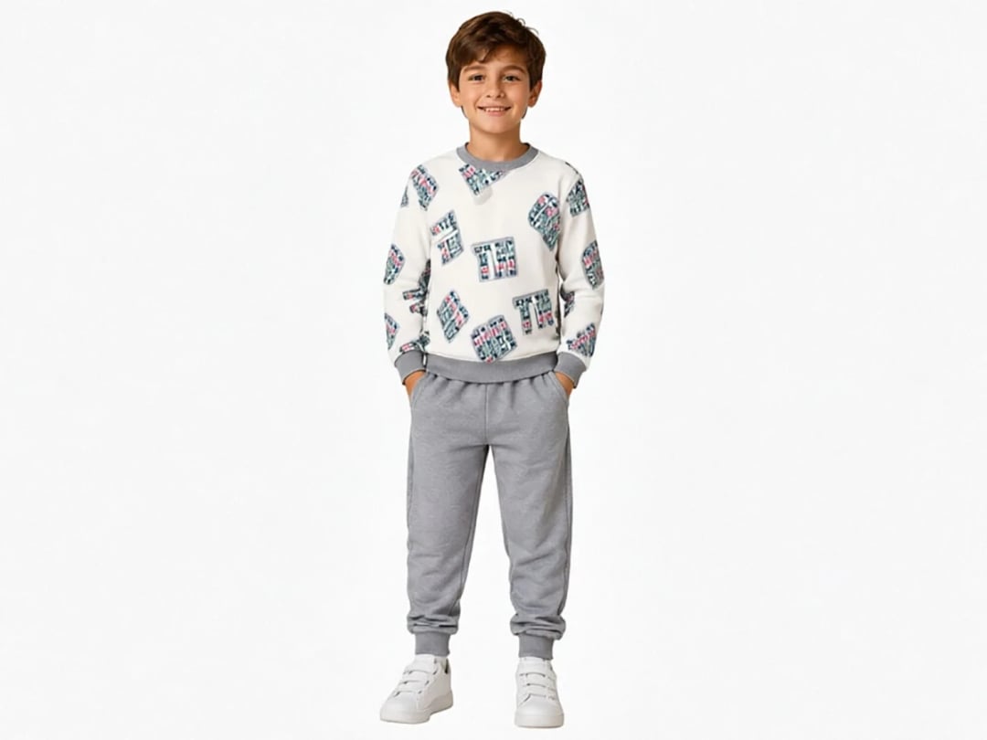 Boys' Letter Pattern Tracksuit Set - Grey - Miss Melinda - by Peralane