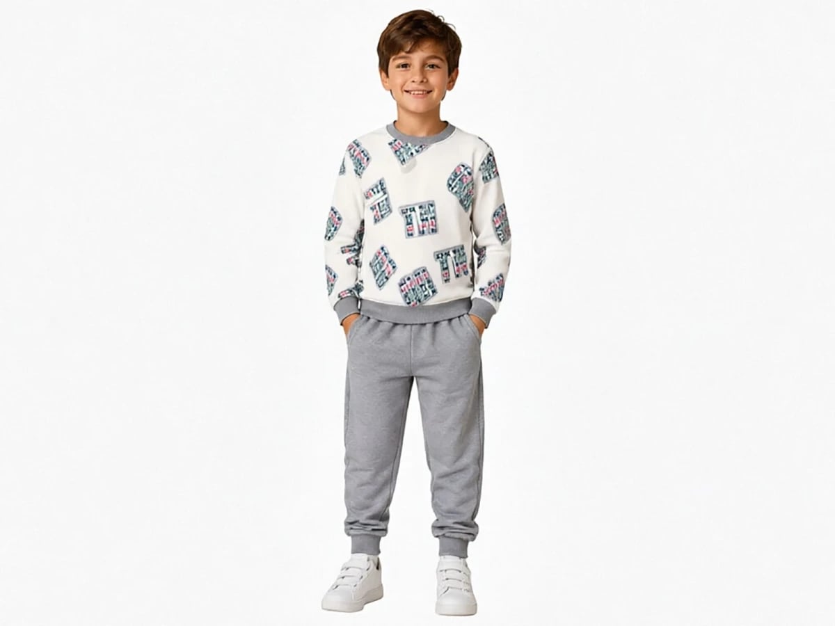 Boys' Letter Pattern Tracksuit Set - Grey - Miss Melinda - by Peralane