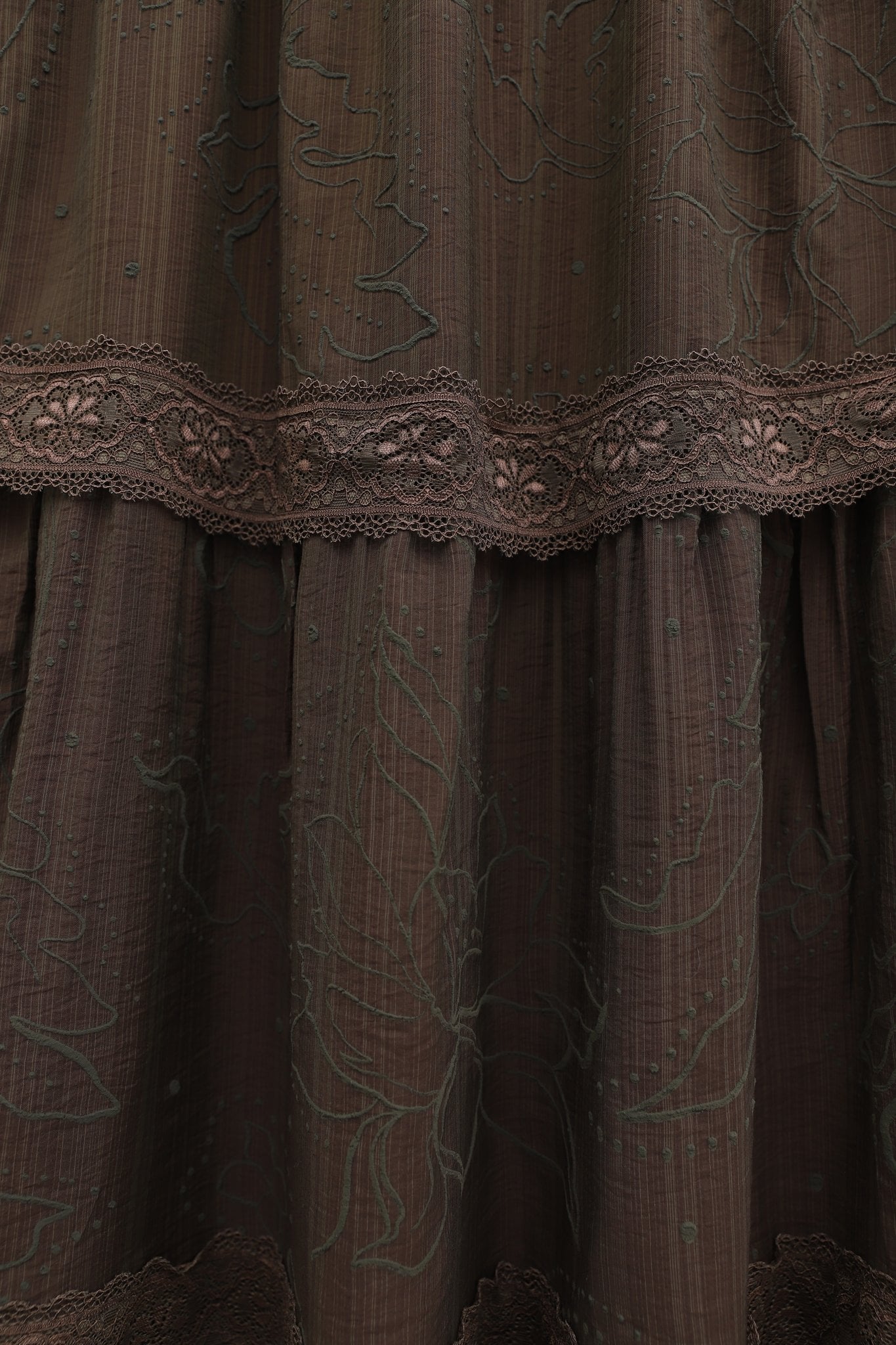 Women's Brown Floral Tiered Maxi Skirt with Lace Trim - Podyumplus - by Peralane - photo 5