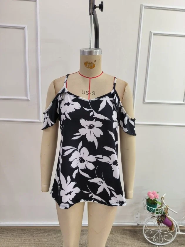 Women's Cold-Shoulder V-Neck Floral Print Suprem Blouse - Janes - by Peralane - photo 4