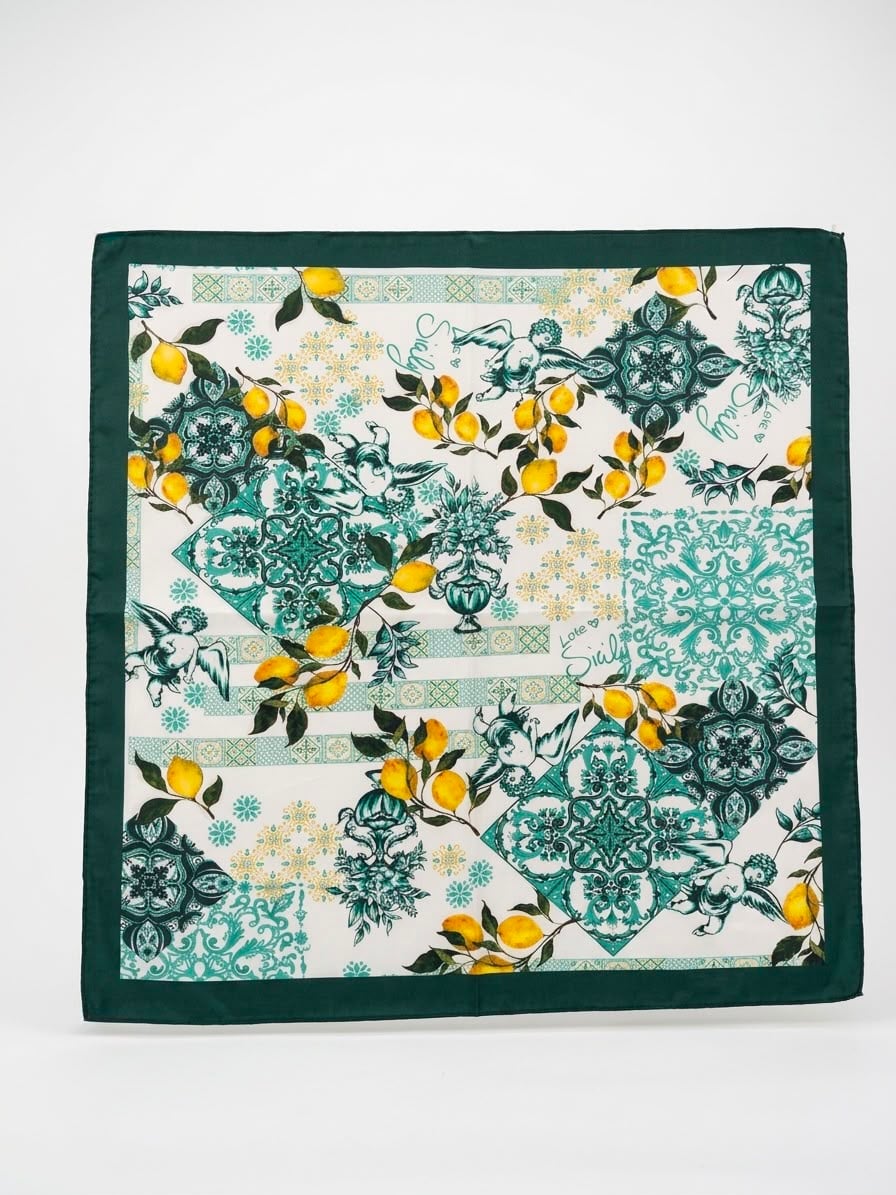 Lemon Print Green Bandana Scarf 70x70 cm - Nesvay - by Peralane - photo 4
