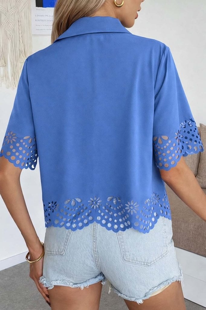 Women's Short Sleeve Collared Button-Front Dubai Shirt Blouse - Janes - by Peralane - photo 3