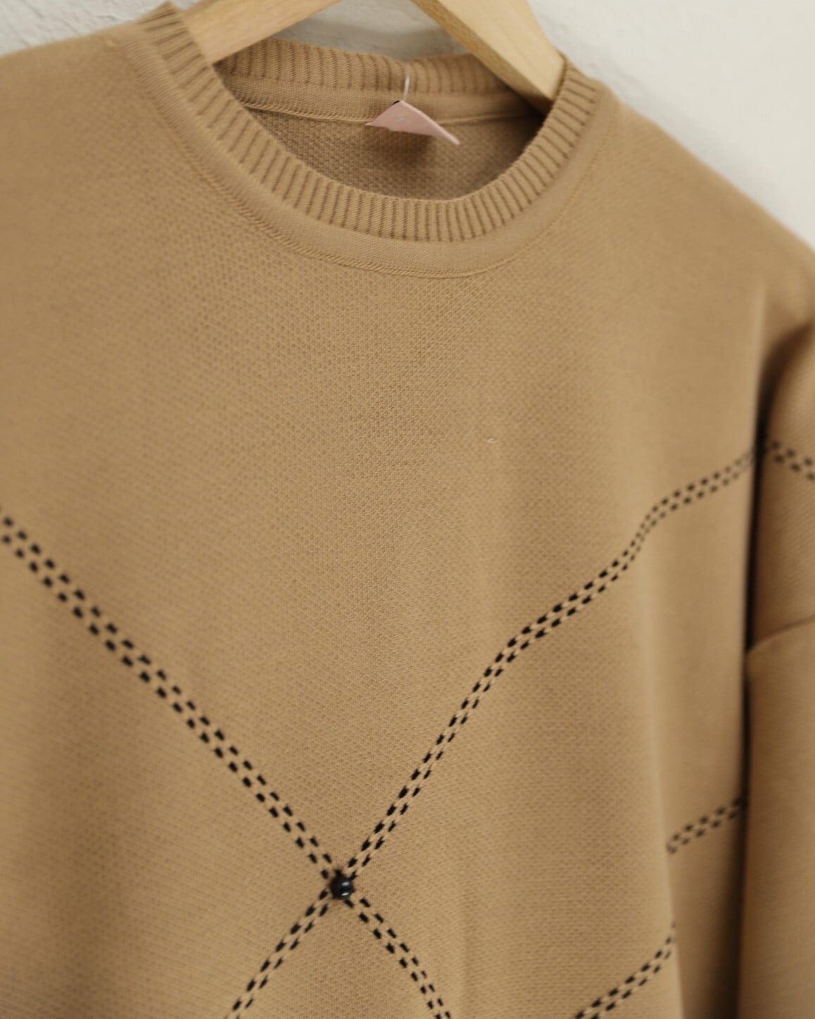 Balloon Sleeve Beaded Knit Tunic in Camel Brown - Podyumplus - by Peralane - photo 2