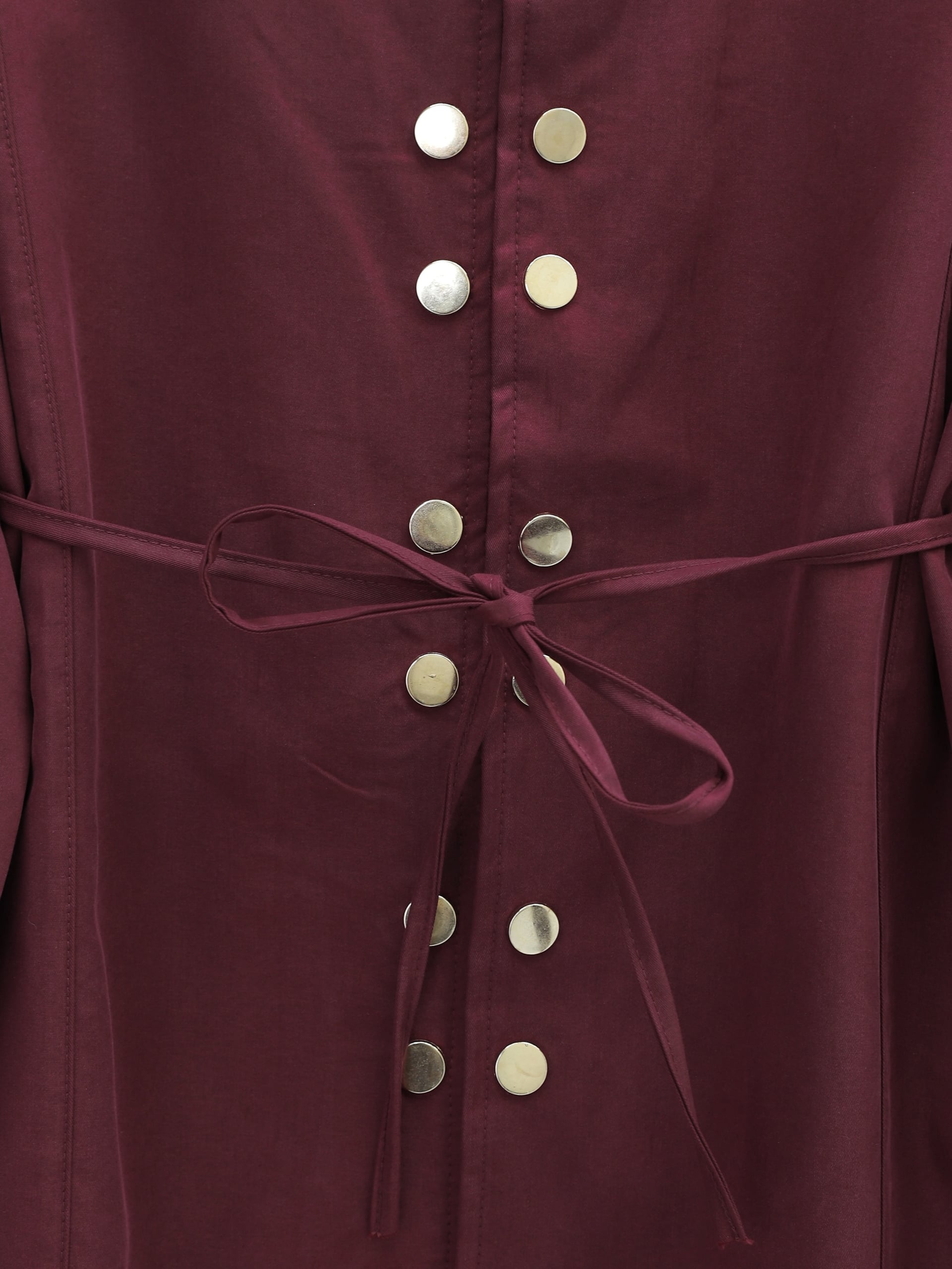 Double Snap Detail Round Neck Wide Leg Trousers Modal Set - Burgundy - Podyumplus - by Peralane - photo 7