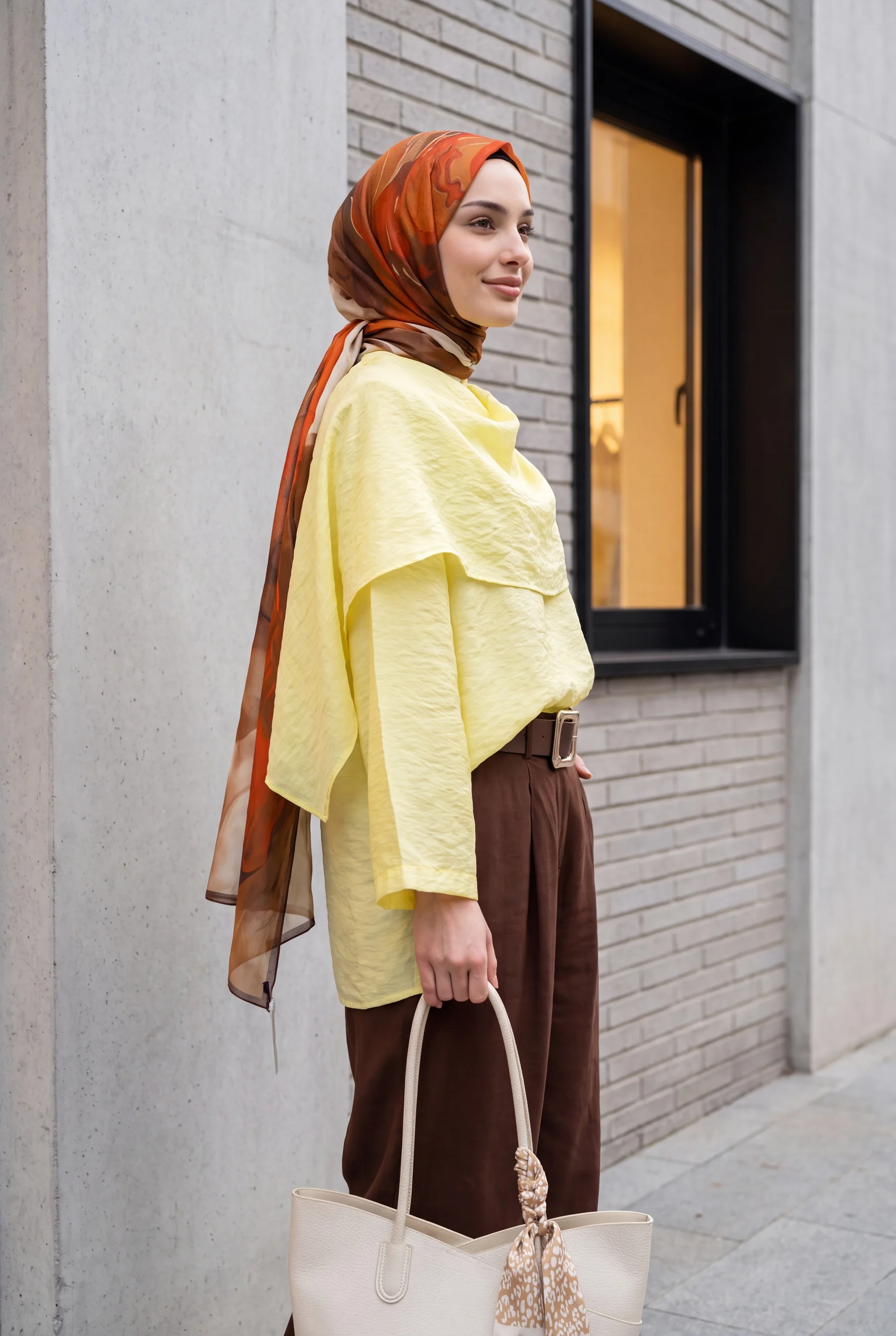 Removable Cape Oversize Modal Tunic - Yellow - Podyumplus - by Peralane - photo 5