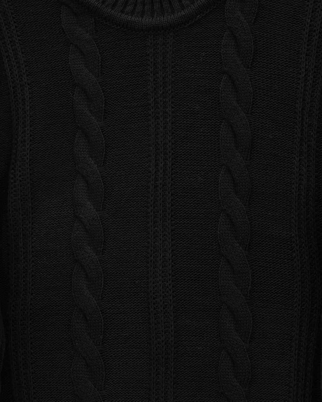 Black Cable-Knit Sweater and Trousers Set with Button Detail - Podyumplus - by Peralane - photo 5