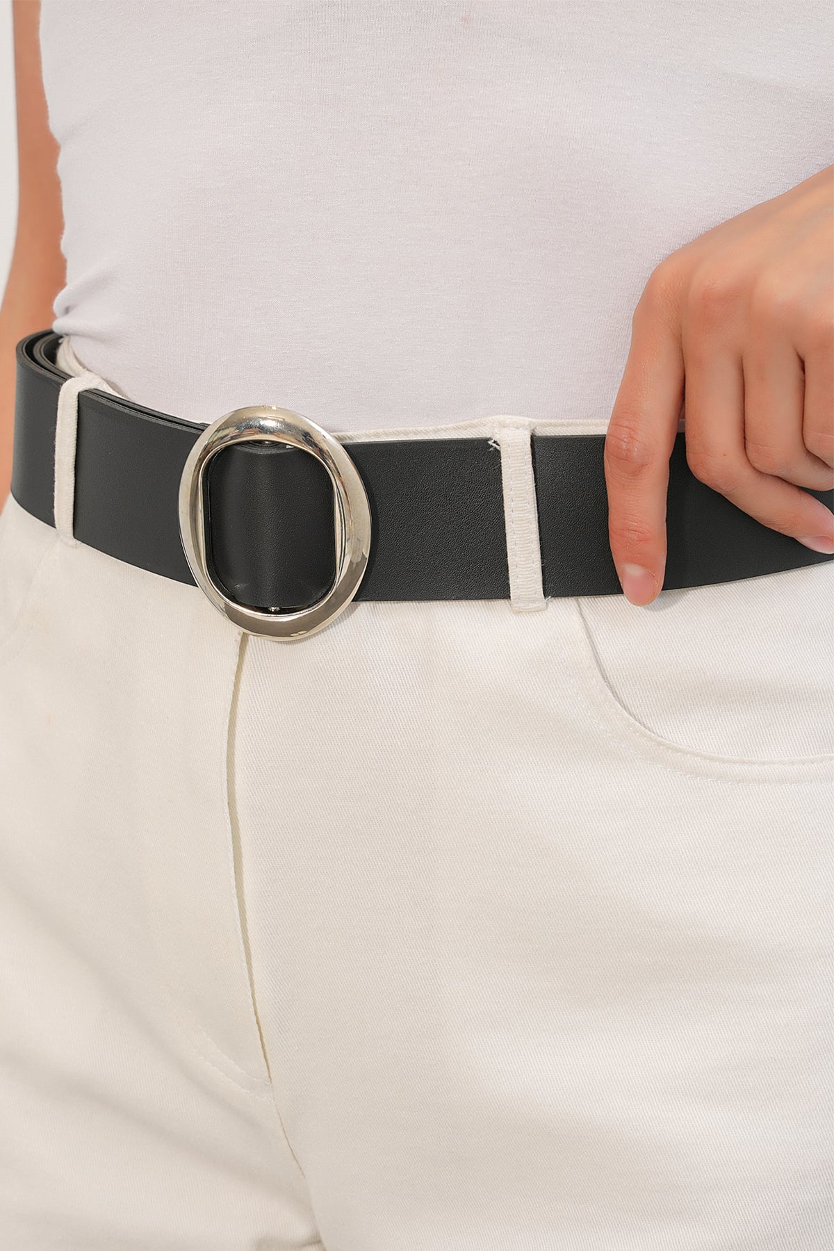Women's Oval Buckle Belt 033 - Black - Bigdart - by Peralane - photo 3