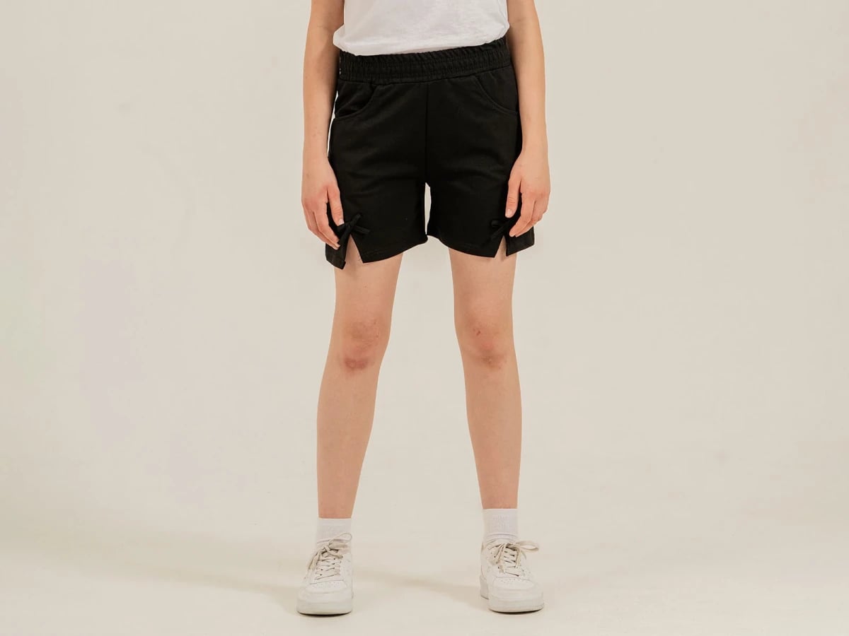 Girls' Bow Detail Shorts - Black (Pack of 4) - Nickel - by Peralane