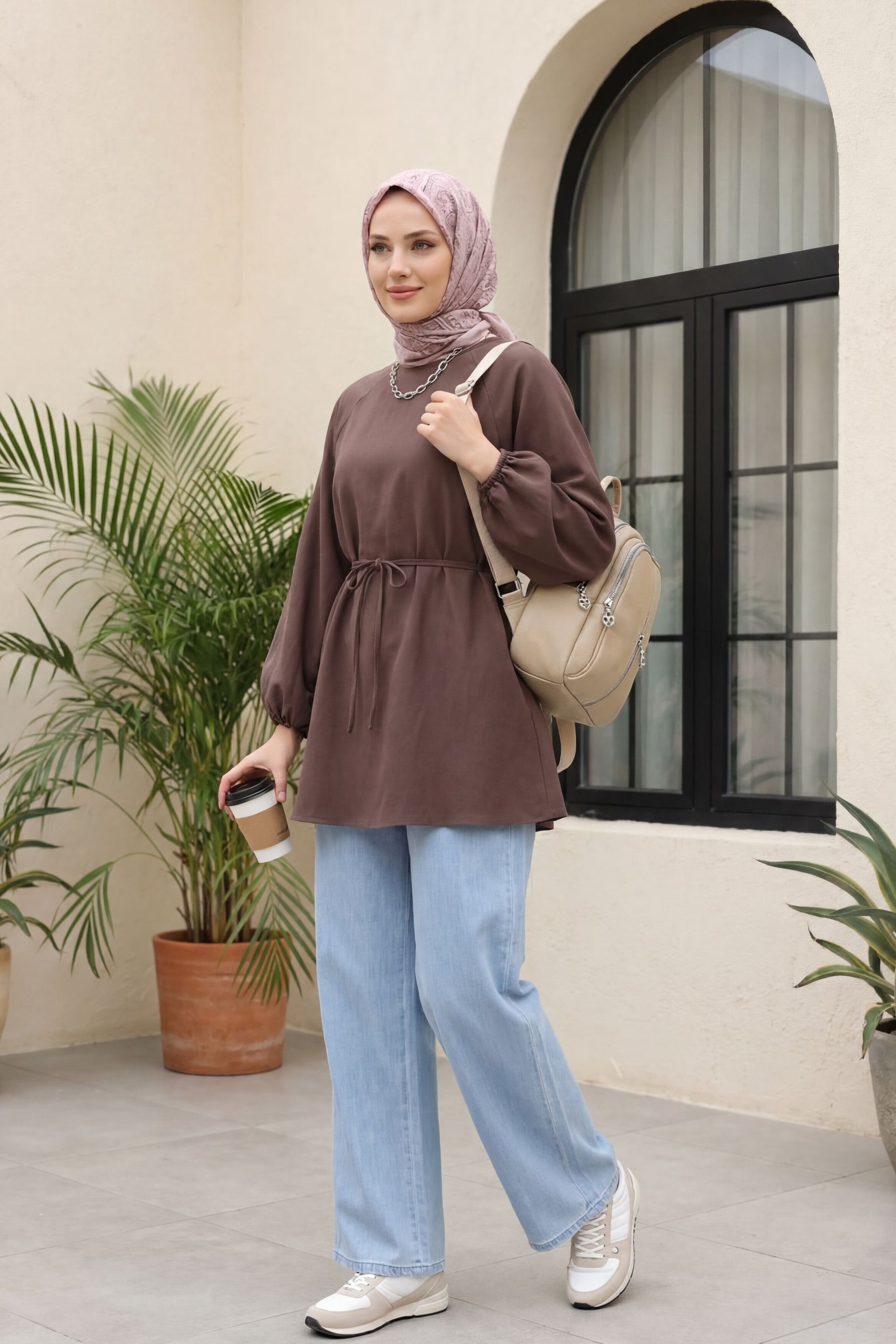 Light Blue Elasticated Wide Leg Denim Trousers with Pockets - Podyumplus - by Peralane - photo 4