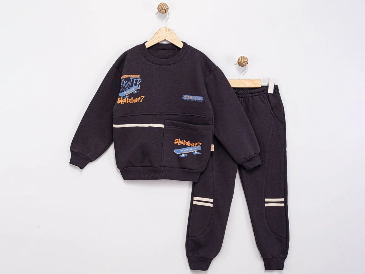 Skateboard Print Zip Hooded Boys' Set with Pockets - 4 Pack - Feely Kids - by Peralane