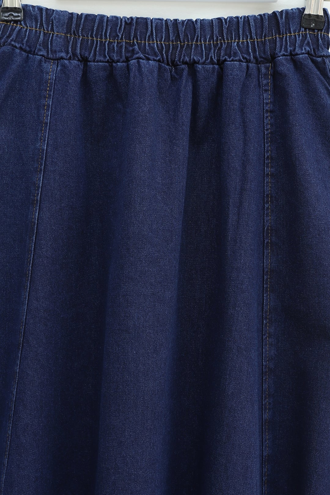 Side Pocket Elasticated Waist Denim Maxi Skirt - Dark Blue - Podyumplus - by Peralane - photo 7
