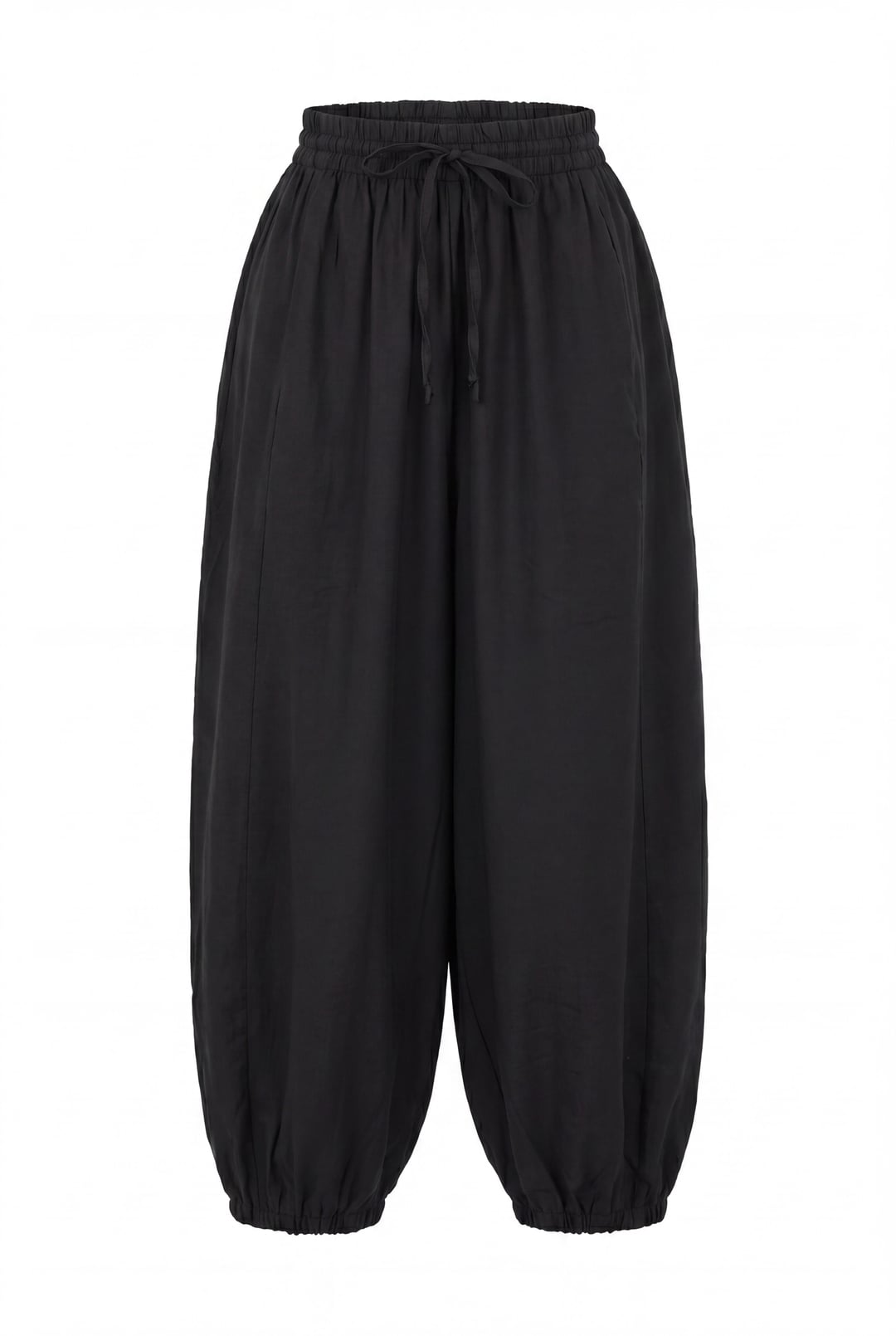 Black Drawstring Modal Trousers with Elasticated Waist and Cuffs - Podyumplus - by Peralane - photo 5