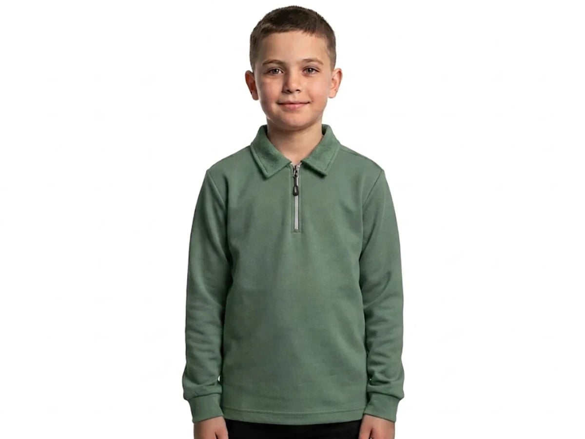Boys' Collared Zip-Up Sweatshirt - Sage Green (Pack of 4) - Tanem Kids - by Peralane