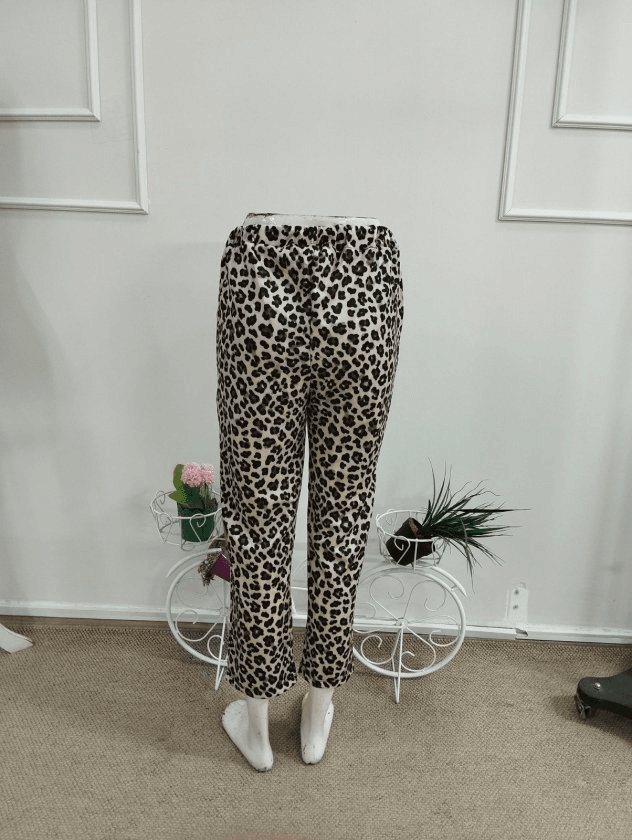 Women's High-Waist Drawstring Leopard Print Modal Trousers - Janes - by Peralane - photo 6