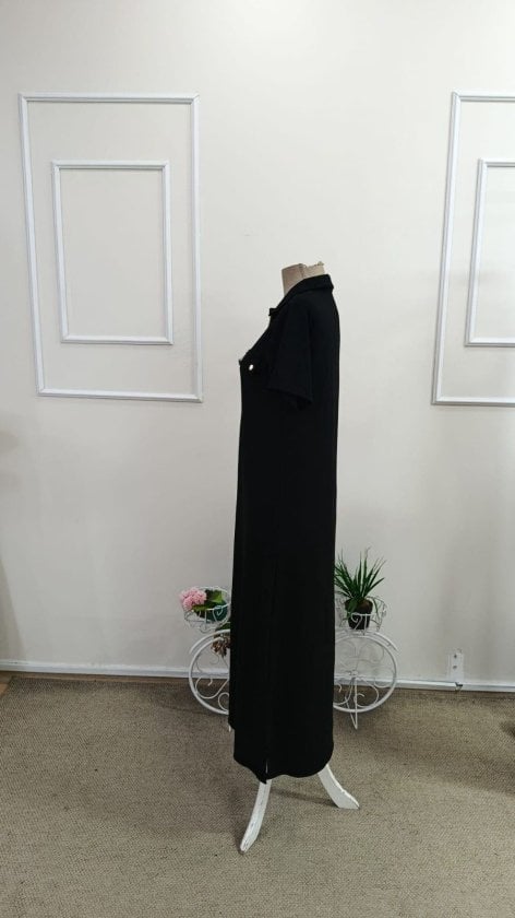 Women's Short Sleeve Collared Zip Front Long Jersey Dress - Janes - by Peralane - photo 5
