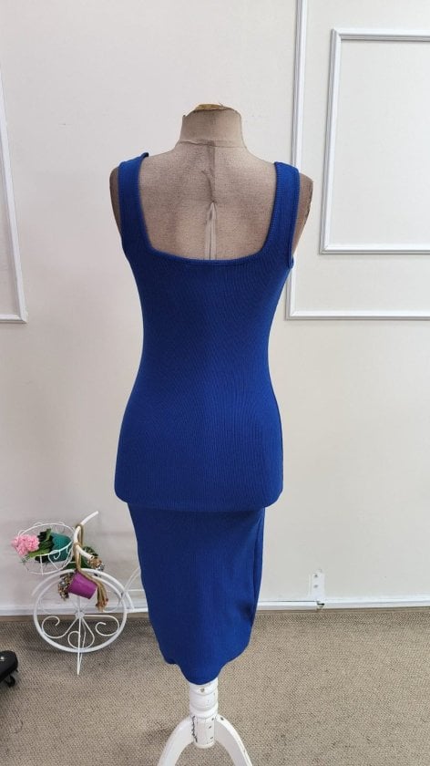 Women's Sleeveless Square Neck Midi Ribbed Knit Dress - Janes - by Peralane - photo 6