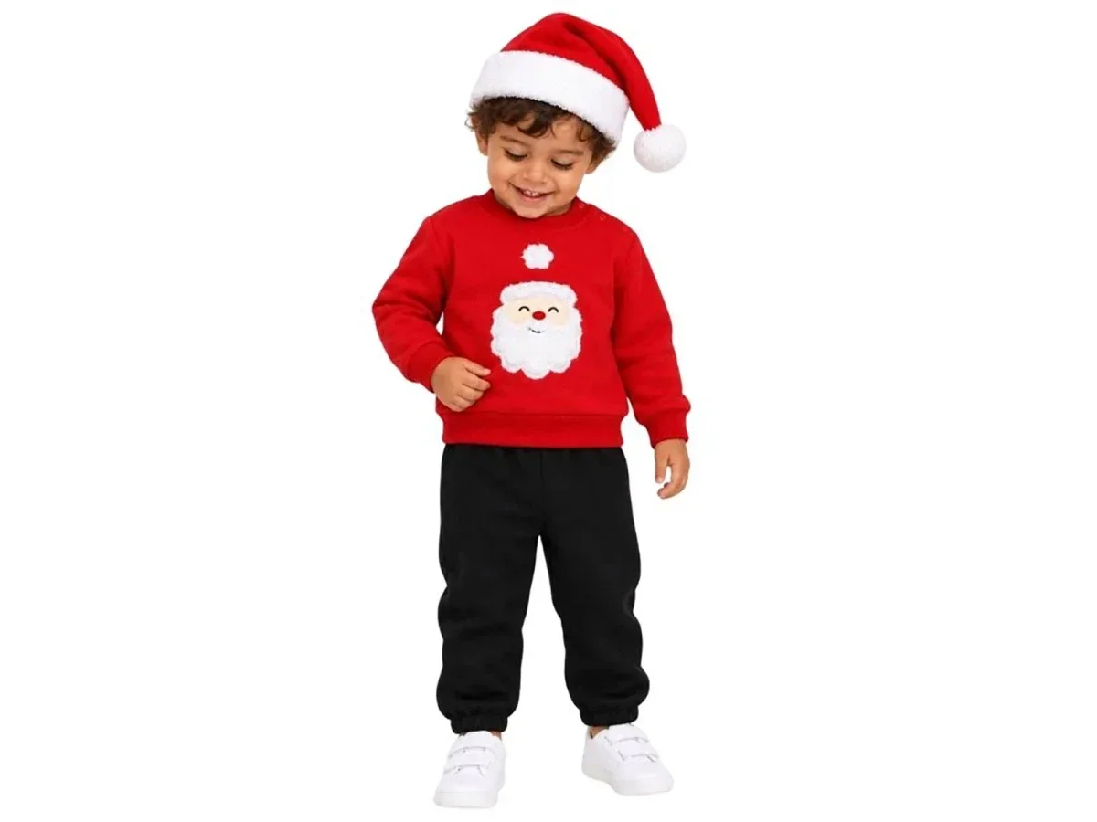 Christmas Santa Graphic Sweatshirt and Trousers Baby Set - Vovido - by Peralane