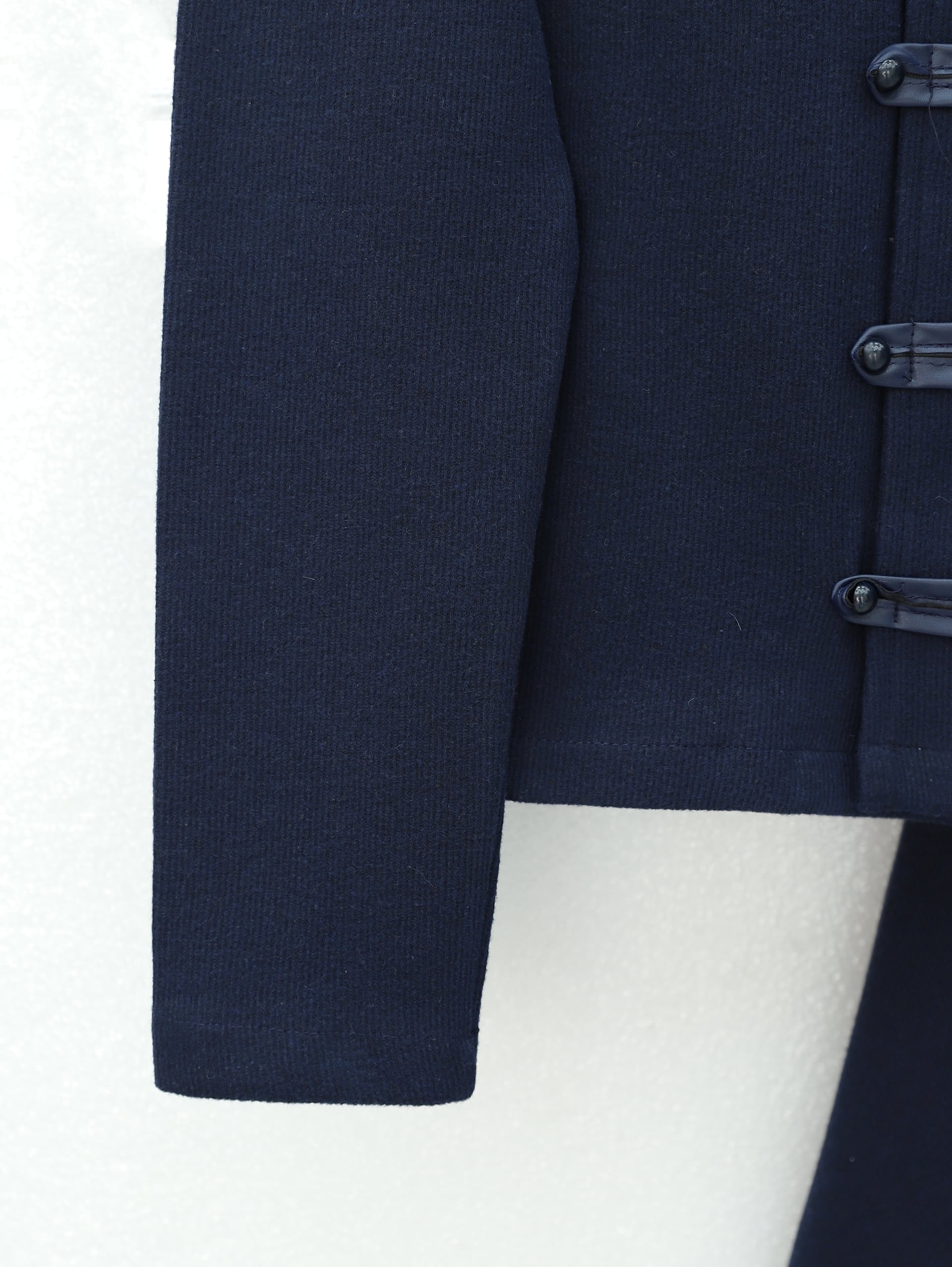 Navy Blue Leather-Trimmed Button-Front Jacket and Maxi Skirt Set - Podyumplus - by Peralane - photo 8