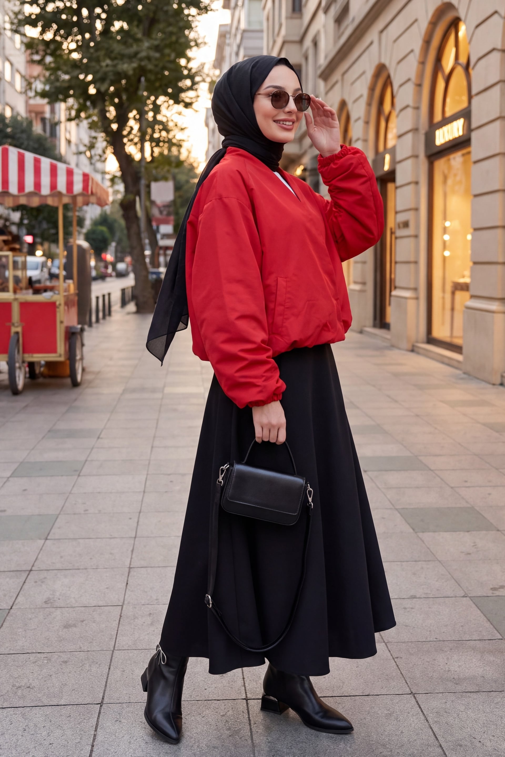 Red Lined Parachute Jacket with Elastic Cuffs and Waist - Podyumplus - by Peralane - photo 2