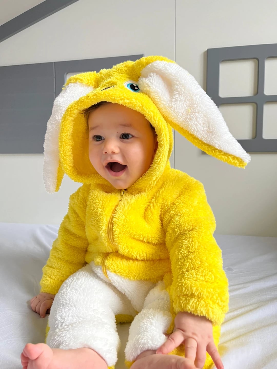 Baby Bunny Romper with Hood - Yellow - Minizade - by Peralane