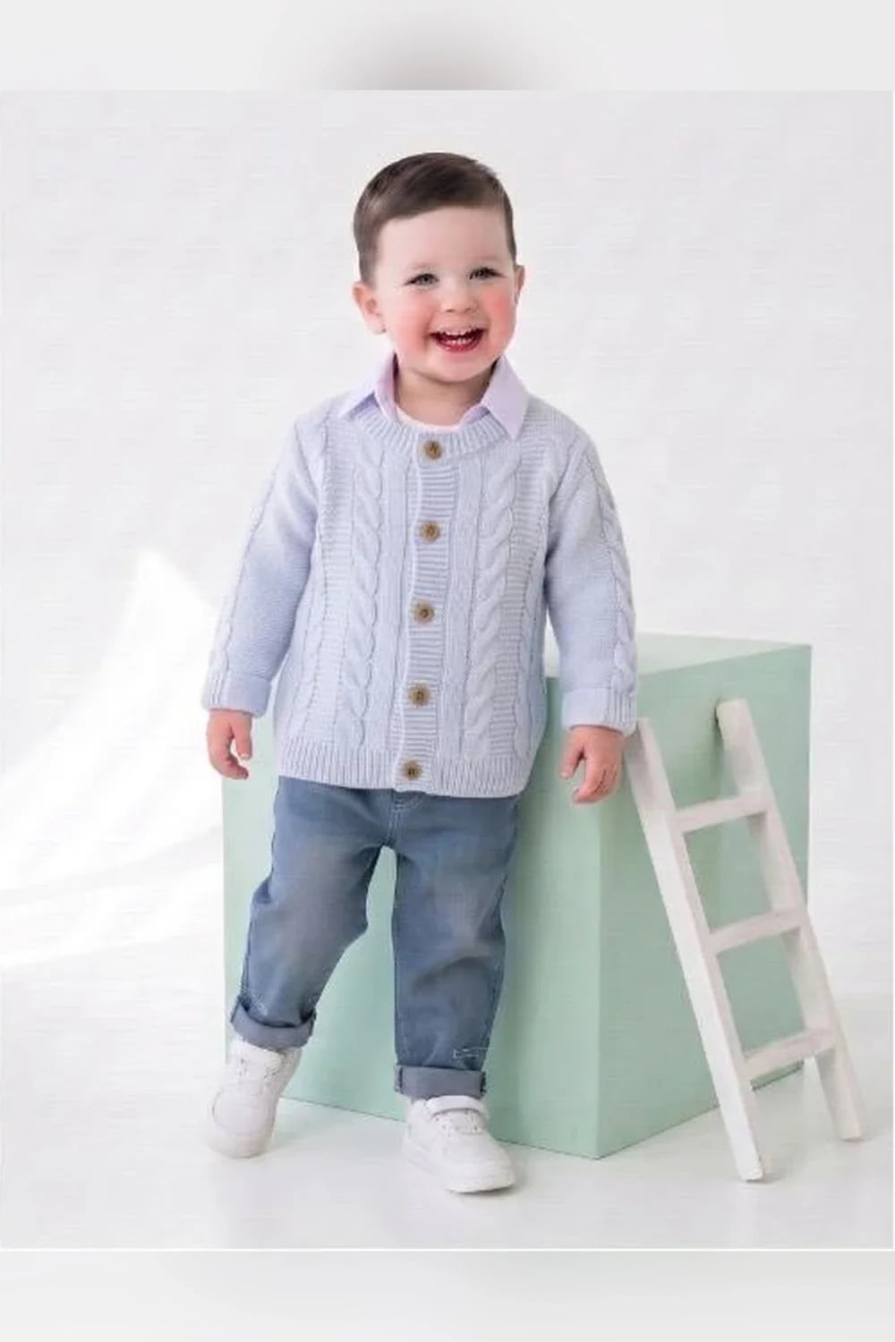 Boys' Knitted Cardigan Set - Light Blue - Has Bereket - by Peralane