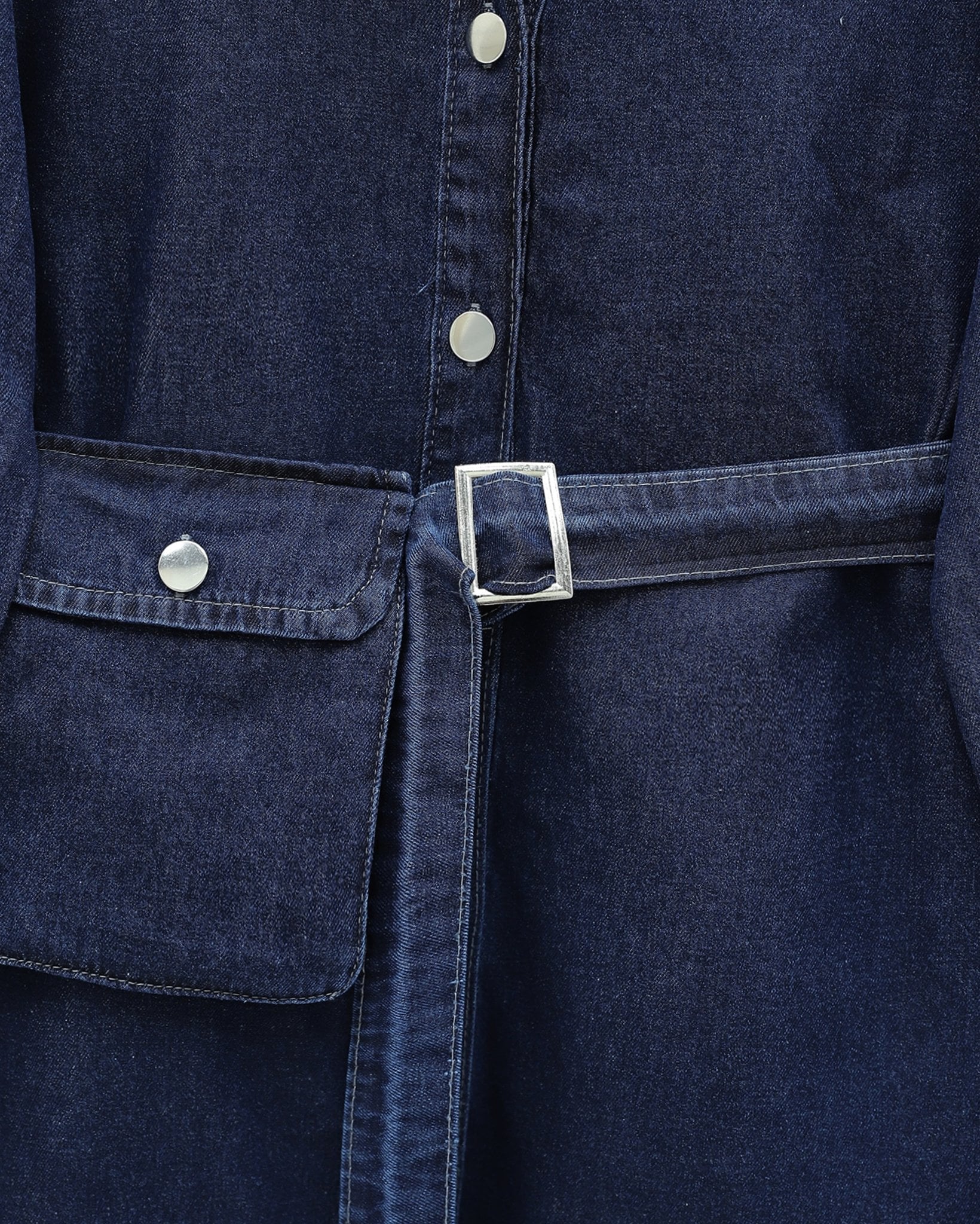 Denim Co-ord Set with Bag Pockets and Contrast Stitching - Dark Navy - Podyumplus - by Peralane - photo 6