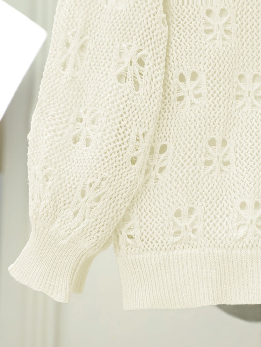 Buttoned Open-Knit Midi Cardigan - Ecru - Podyumplus - by Peralane - photo 3