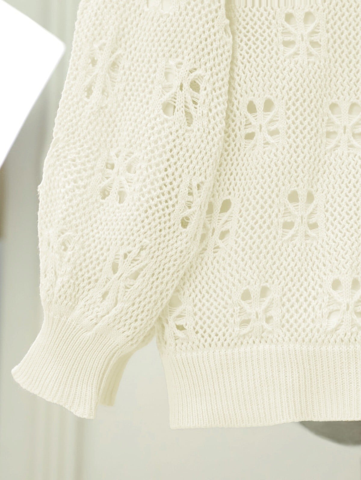 Buttoned Open-Knit Midi Cardigan - Ecru - Podyumplus - by Peralane - photo 3
