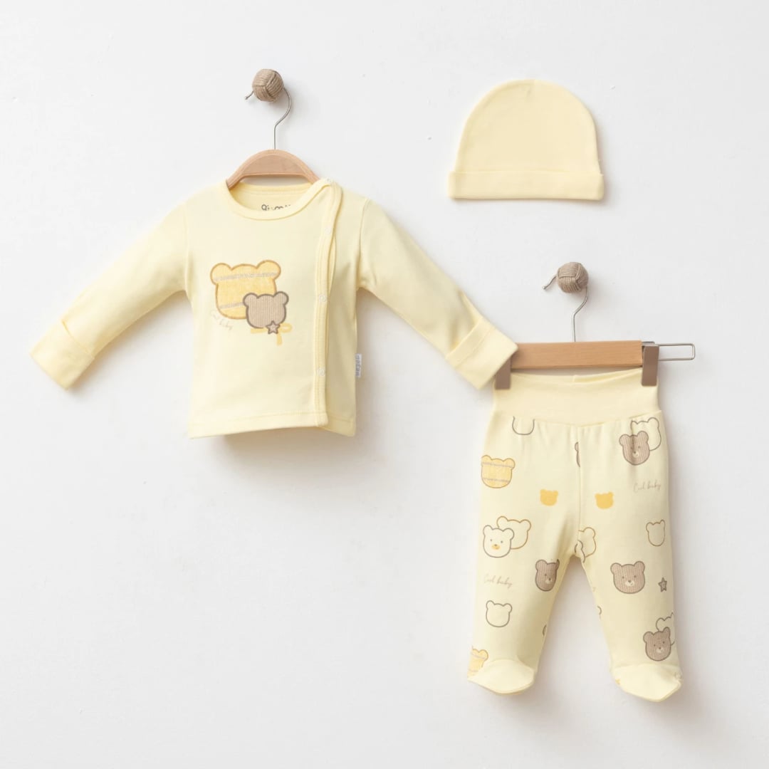 Cool Bear 3-Piece Baby Set (Yellow) - Gumus Baby - by Peralane