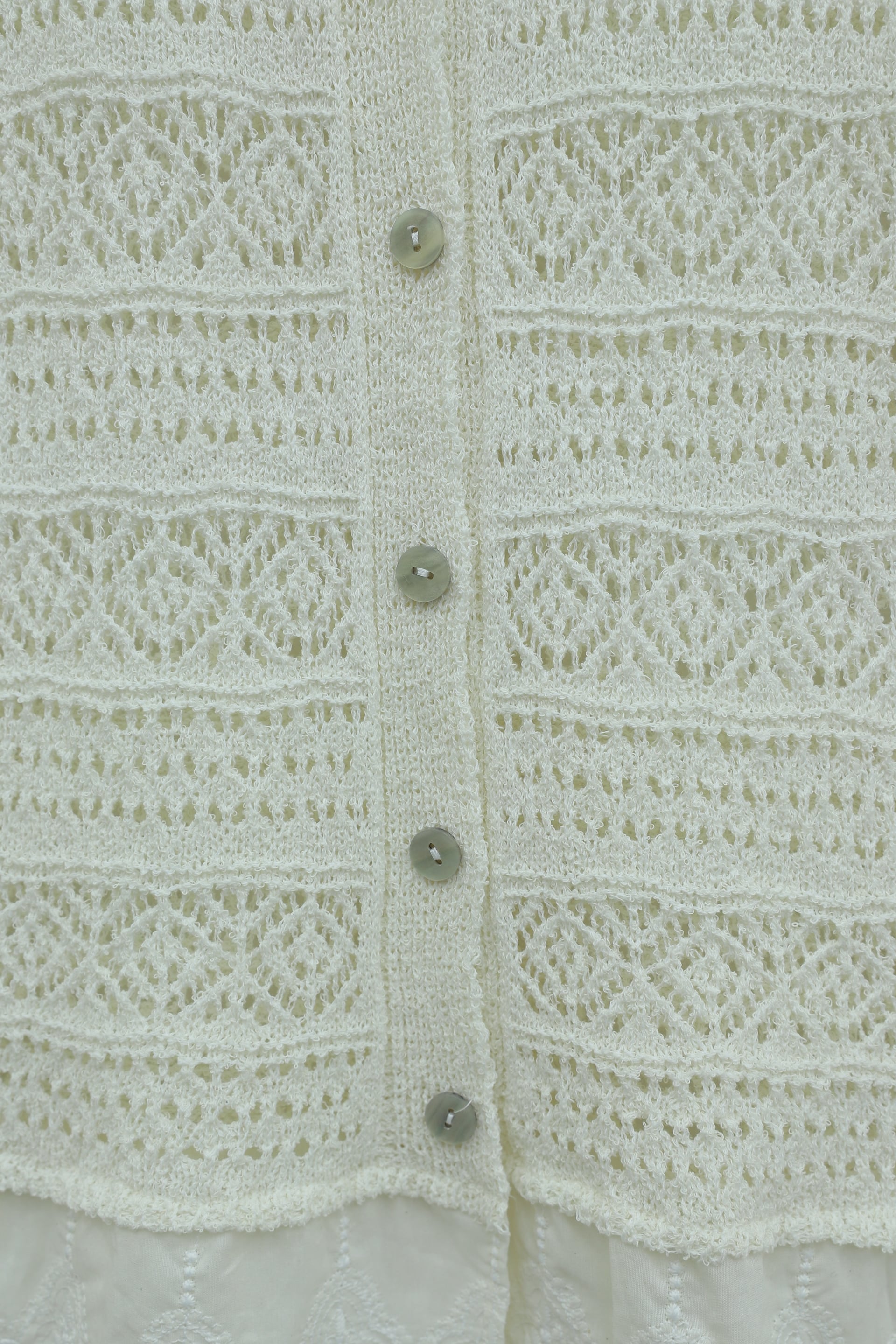 Lace Hem Buttoned Openwork Knit Cardigan - Ecru - Podyumplus - by Peralane - photo 8